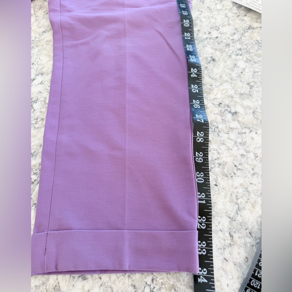 Pair of White House Black Market Black and Purple The Slim Cropped Pants - Picture 15 of 15